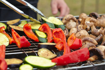 zucchini, eggplant, peppers and mushrooms prepared Grilled