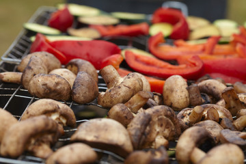 zucchini, eggplant, peppers and mushrooms prepared Grilled