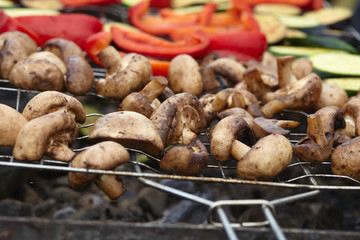 zucchini, eggplant, peppers and mushrooms prepared Grilled