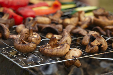 zucchini, eggplant, peppers and mushrooms prepared Grilled
