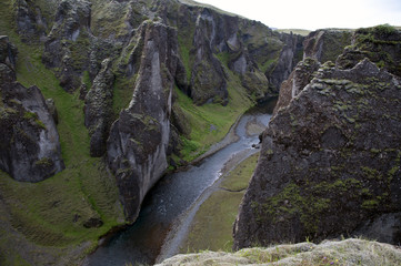 Fjardarglufur canyon with river, Iceland