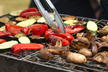 zucchini, eggplant, peppers and mushrooms prepared Grilled
