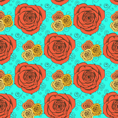 Sketch roses in vintage style