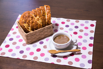 フランスパンとホットコーヒー