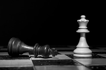 Scacchi fotografati su una scacchiera