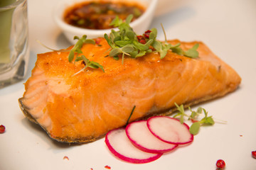 Salmon Steak with vegetables