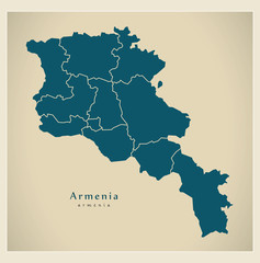 Fototapeta na wymiar Modern Map - Armenia with regions AM