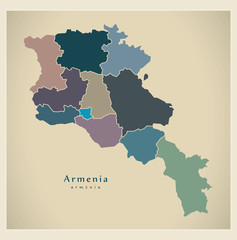 Modern Map - Armenia with regions colored political AM