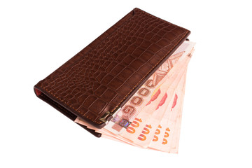 wallet with money on isolated