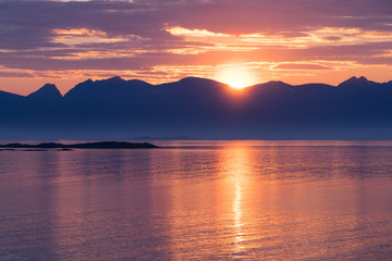 Norwegian landscape at sunset