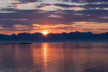 Norwegian landscape at sunset