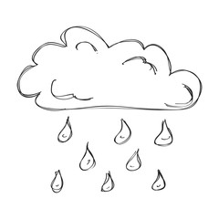 Simple doodle of a cloud with rain