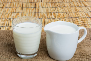 Cow milk and ceramic jug