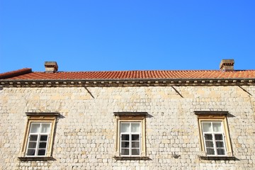 Windows on old house in Dubrovnik