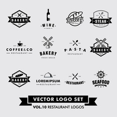 Retro Vintage Hipster Restaurant Vector Logo Set