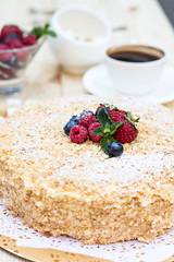 Napoleon cake with berries