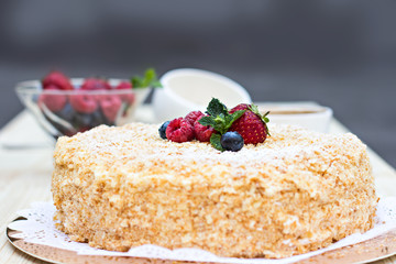 Napoleon cake with berries