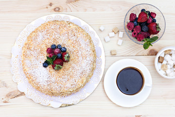 Napoleon cake with berries