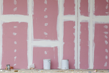 Gypsum wall under construction