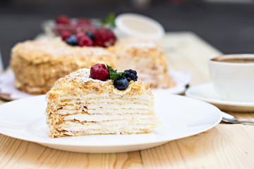 Napoleon cake with berries