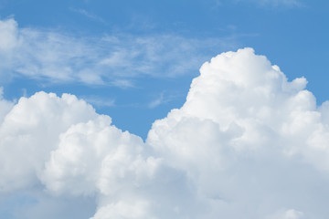 Blue sky and big white cloud background