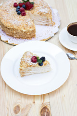 Napoleon cake with berries