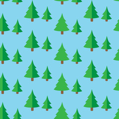 Seamless pattern with green fir trees