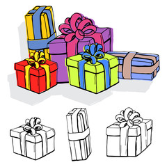 Set of gift boxes.
