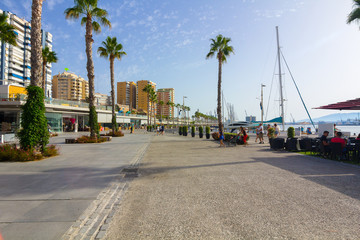 modern leisure area in the port of Malaga, Spain