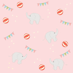 Cute circus elephant seamless background.
