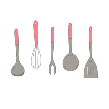 Kitchen utensils isolated.