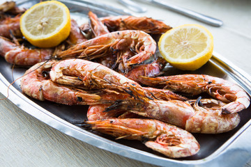 Grilled shrimps on a plate