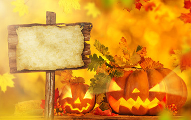 Halloween pumpkin, jack-o-lantern, close up.