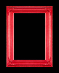 Old wooden frame isolated on a black background.