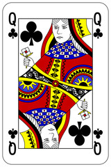 Poker playing card Queen club
