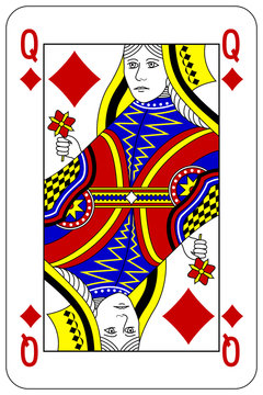 Poker playing card Queen diamond