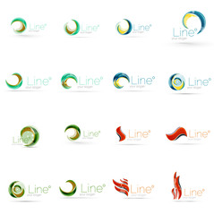 Set of swirl, wave lines, circle logo icons