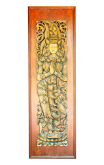 Ancient art pattern on the wooden door in Thai temple