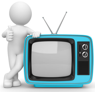 3d M&auml;nnchen mit Fernseher