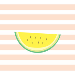 Yellow watermelon on stripe background.