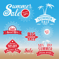 Set of summer sale promotion badge/logo design, retro badge design for logo, banner, tag, insignia, emblem, label element, advertising