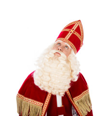 Sinterklaas looking up on white background