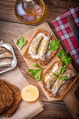 Sandwich with sprats.
