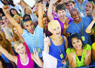 Crowd Learning Celebrating Casual Diverse Ethnic Concept