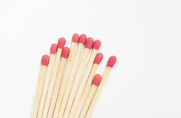 Matches on white background 