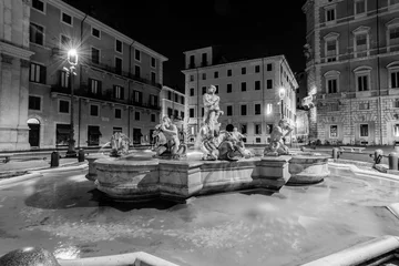 Foto auf Acrylglas Night view, Piazza Navona, Rome. Italy © puckillustrations