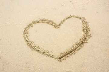 drawn heart shape on sand