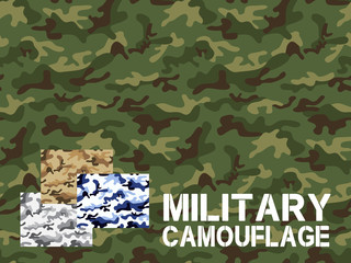 Military camouflage seamless pattern, For textile garment, T-shirt, Printing, Background, Wallpaper, Decoration, Vector illustration