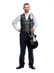 Naklejka premium Young singer man with guitar.