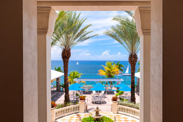 Outside terrace with stunning panoramic view. Caribbean Sea